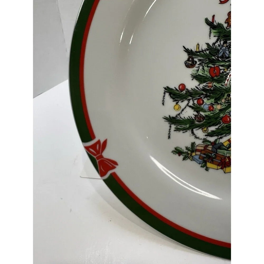 Ribbons And Tree Topco Set Of 5 Porcelain Dinner Plates Christmas Tree MS DWS